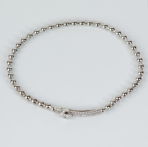 Sterling Silver/CZ Bobble Bracelet